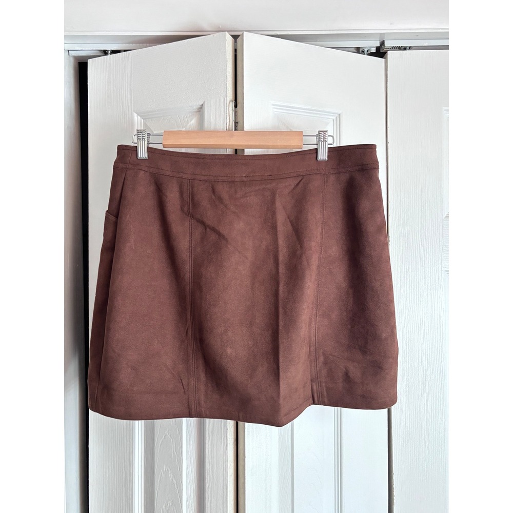 NWT Truth by Republic Faux Suede Mini Skirt XL Chocolate Brown MSRP $58 - Picture 8 of 10
